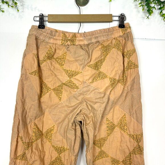 Kimchi Blue Sunita Jogger Pants Patchwork Small Tan Yellow Quilted Cotton Print - Picture 14 of 14